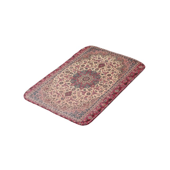Vintage Floral Persian Carpet Pattern Bath Mat (Angled)