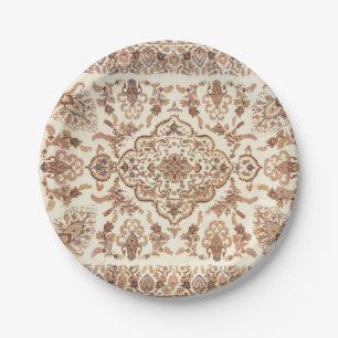 Vintage Floral Persian Rug Pattern Paper Plate