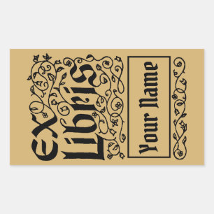 Vintage Floral Personal Ex-Libris Template Rectangular Sticker