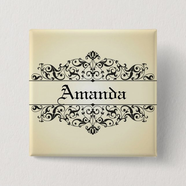 Vintage Floral Personalised 15 Cm Square Badge (Front)