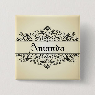 Vintage Floral Personalised 15 Cm Square Badge