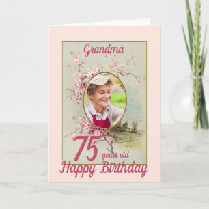 Vintage Floral Personalised Age Birthday Photo Card