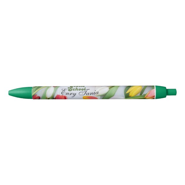 Vintage floral personalised green cover pen (Front)