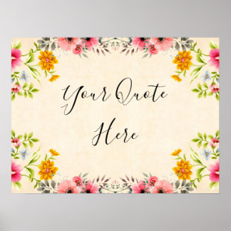Vintage Floral Personalised Quote Poster