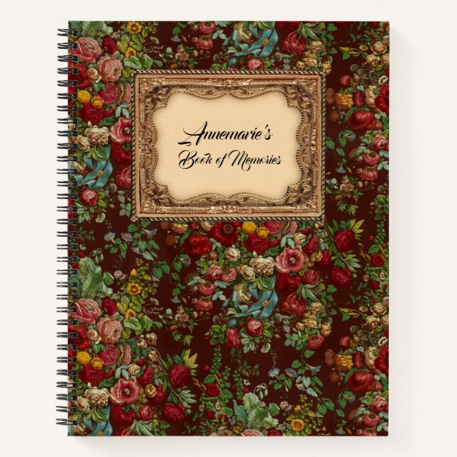 Vintage Floral Personalised Spiral Notebook (Front)