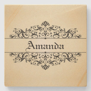 Vintage Floral Personalised Stone Coaster