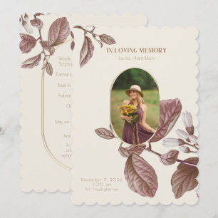 Vintage Floral Photo Funeral Program Invitation