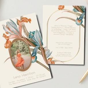 Vintage Floral Photo Funeral Program Invitation