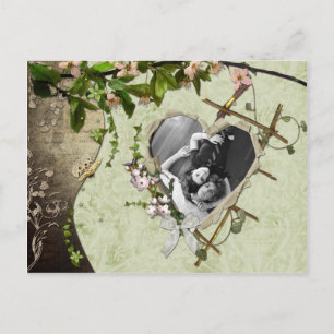 Vintage Floral Photo Save The Date Announcement Postcard