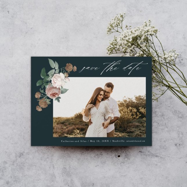 Vintage Floral Photo Wedding  Save The Date (Creator Uploaded)