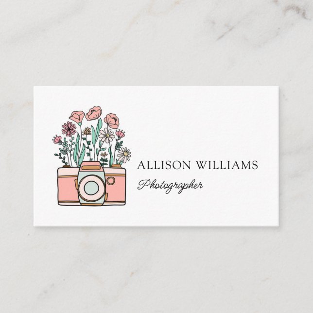 Vintage Floral Photographer Business Card (Front)