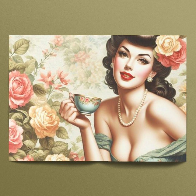 Vintage Floral Pin Up Tissue Paper (Creator Uploaded)