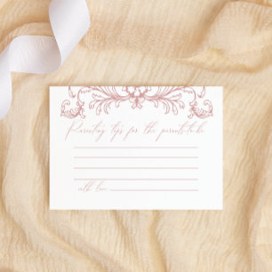 Vintage Floral Pink Baby Shower Parenting Tips Card