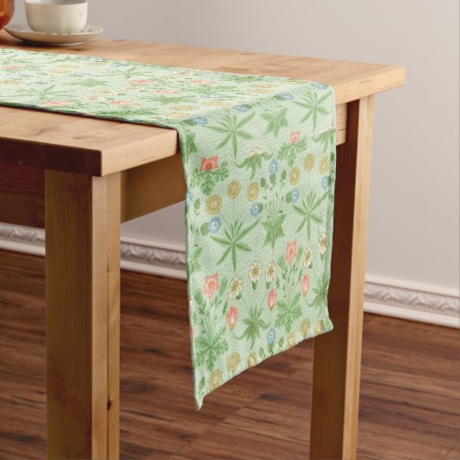 Image of Vintage Floral Pink Blue William Morris Daisy Long Table Runner