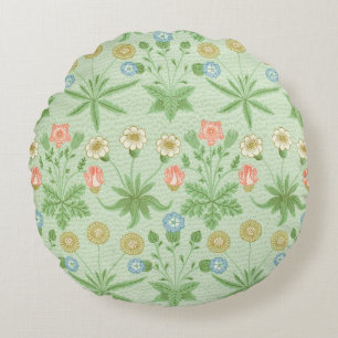 Vintage Floral Pink Blue William Morris Daisy Round Cushion