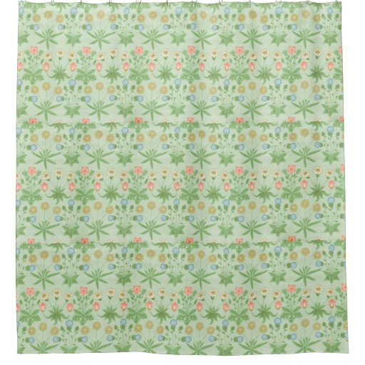 Image of Vintage Floral Pink Blue William Morris Daisy Shower Curtain