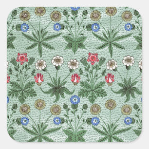Vintage Floral Pink Blue William Morris Daisy Square Sticker