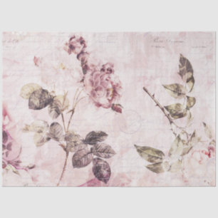Vintage Floral Pink Botanical Ephemera Decoupage Tissue Paper