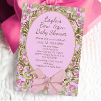 Vintage Floral Pink Bow Boutique Baby Girl Shower