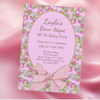 Vintage Floral Pink Bow Boutique Birthday Party