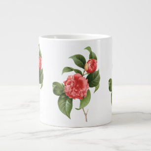 Vintage Floral, Pink Camellia Flowers by Redoute Large Coffee Mug
