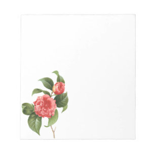 Vintage Floral, Pink Camellia Flowers by Redoute Notepad