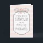 Vintage Floral Pink Granddaughter Birthday Card<br><div class="desc">Birthday card for granddaughter with vintage pink and peach stripes pattern,  spring flowers,  rustic handwritten style text and thoughtful verse.</div>