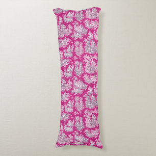 Vintage floral pink magenta toile de jouy monogram body cushion