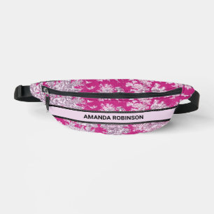Vintage floral pink magenta toile de jouy monogram bum bags