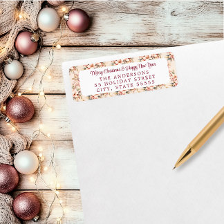 Vintage Floral Pink Pastel Holiday Return Address