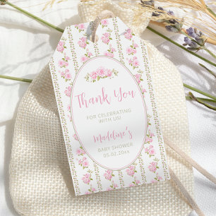 Vintage Floral Pink Rose Baby Shower Gift Tags