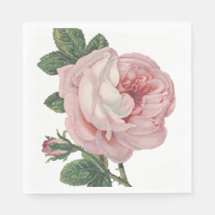 Vintage Floral Pink Rose Flower Shabby Chic Napkin