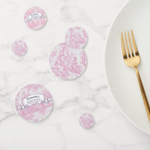 Vintage floral pink toile de jouy shower confetti