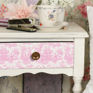 Vintage floral pink toile de jouy tissue paper