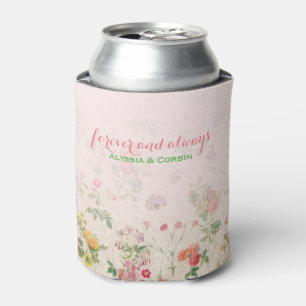 Vintage Floral Pink Wedding Bachelorette Party Can Cooler