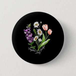 Vintage Floral Plant Foxglove Daisy Tulip Flower G 6 Cm Round Badge