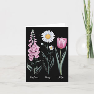 Vintage Floral Plant Foxglove Daisy Tulip Flower G Card