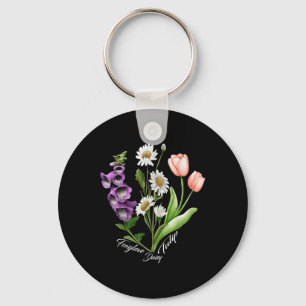 Vintage Floral Plant Foxglove Daisy Tulip Flower G Key Ring