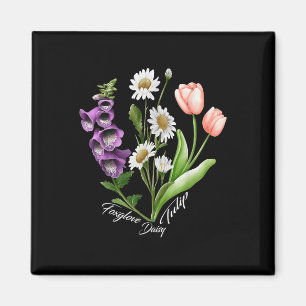 Vintage Floral Plant Foxglove Daisy Tulip Flower G Magnet