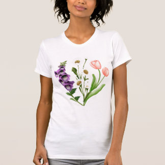 Vintage Floral Plant Foxglove Daisy Tulip Flower G T-Shirt