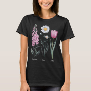 Vintage Floral Plant Foxglove Daisy Tulip Flower G T-Shirt