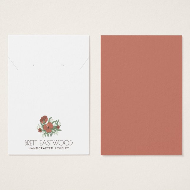 Vintage Floral Poppy Earring Necklace Display Card (Front & Back)