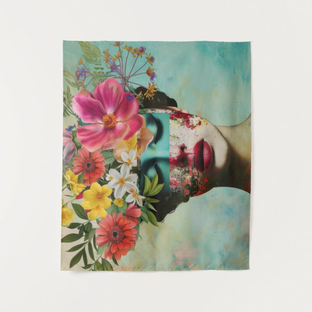 Vintage Floral Portrait  Tapestry (Front)