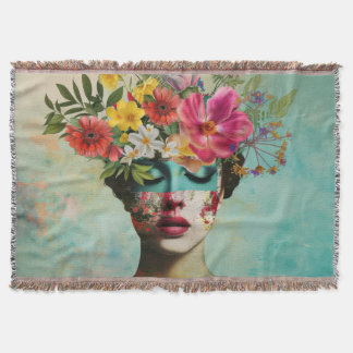 Vintage Floral Portrait Throw Blanket