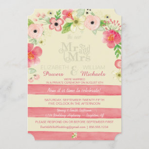 Vintage Floral Post Wedding Reception Only Invite