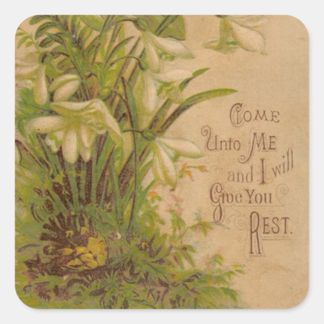 Vintage Floral Prayer Scripture Quote Square Sticker (Front)