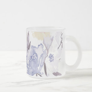 Vintage Floral Print 1 Frosted Glass Coffee Mug