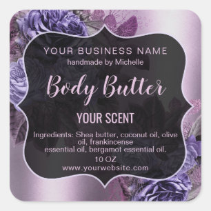 vintage floral product label body butter
