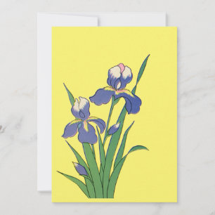 Vintage Floral, Purple Spring Garden Iris Flowers