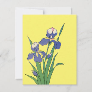Vintage Floral, Purple Spring Garden Iris Flowers